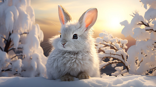 毛茸茸的雪兔图片
