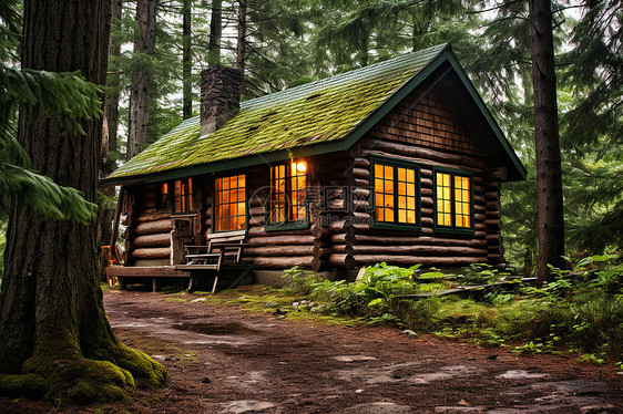 林间的小木屋图片