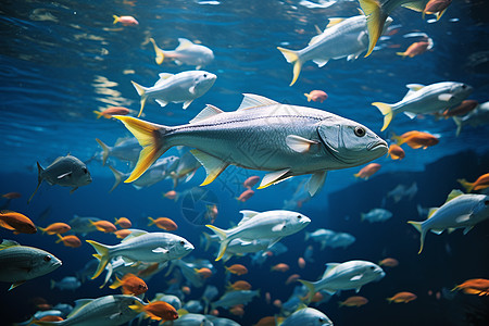深海海底海底的鱼群背景
