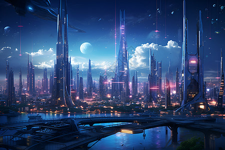 未来派城市概念图背景图片