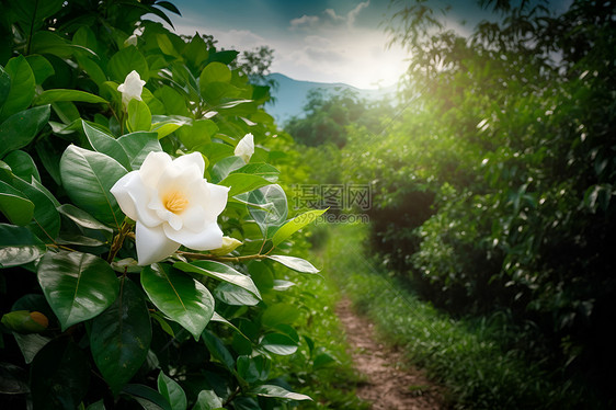 树枝上盛开的花朵图片