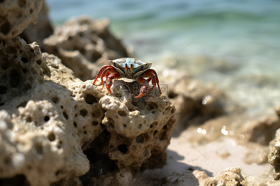 岩石上的螃蟹图片