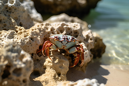 礁石上的螃蟹背景图片