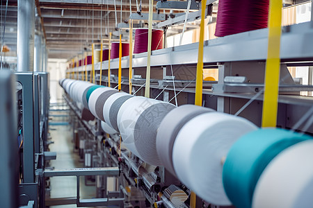 纺织工厂的纱线机背景图片