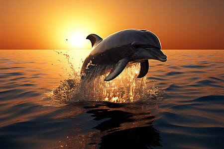 海洋中欢呼的海豚图片