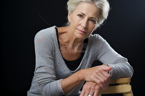 癌症痛苦的老年女人图片
