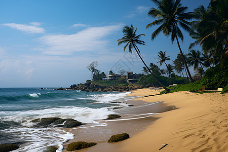 夏季热带度假海滩的美丽景观背景图片