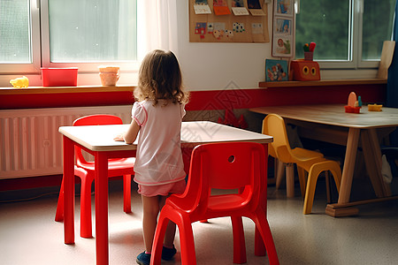 幼儿园学习的小女孩背景图片