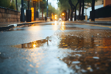 雨中的城市街道背景图片
