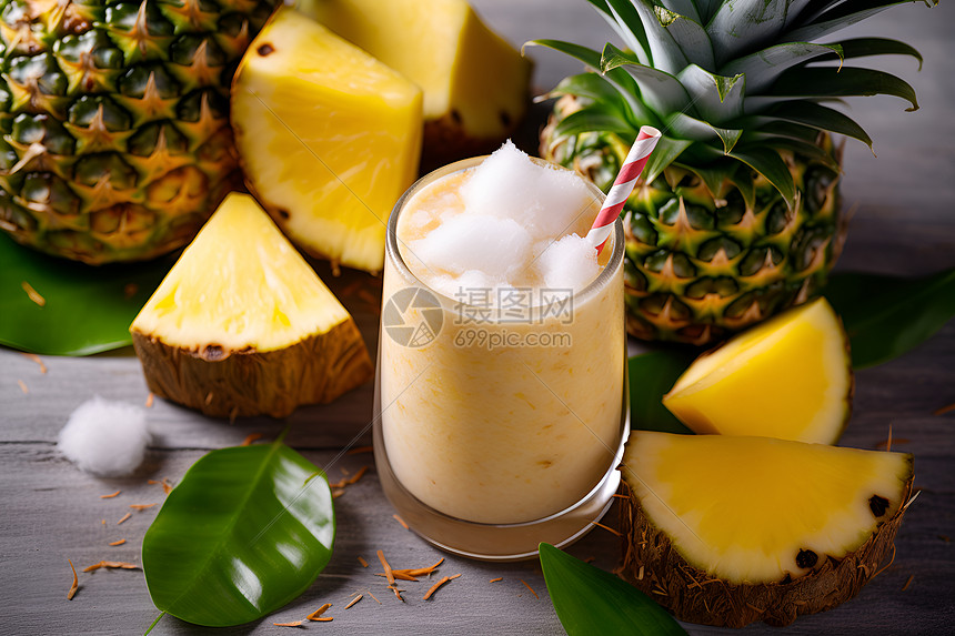 清甜的菠萝饮品图片