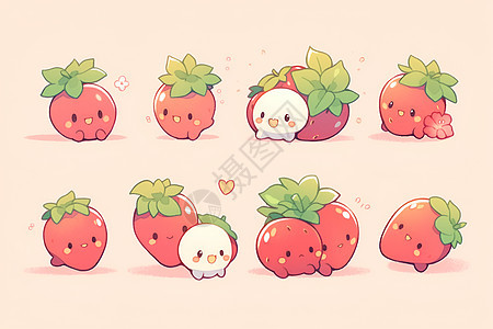 可爱小巧的草莓吉祥物图片