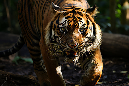 森林中的野生老虎背景图片