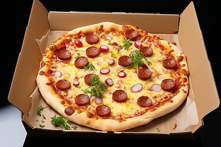 纸盒中健康的披萨图片