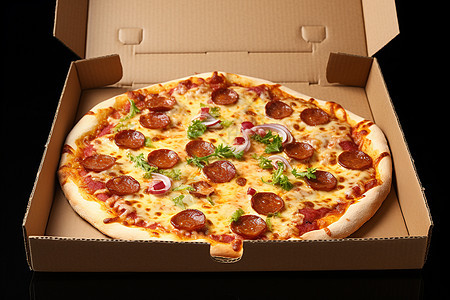 盒子中美味的披萨图片