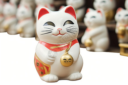 桌面上的陶瓷招财猫图片