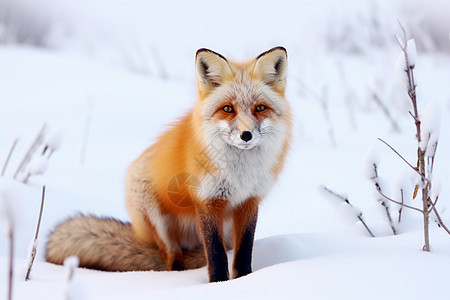 冬季雪地里的狐狸图片