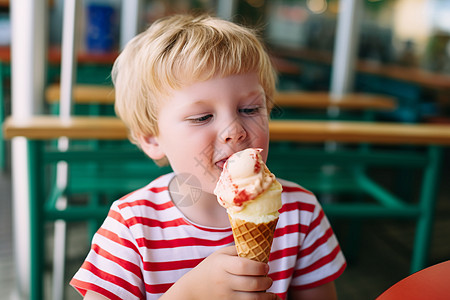 孩子吃冰淇淋吃冰淇淋的男孩背景