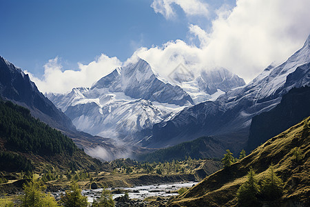 雪山上的壮丽景色图片