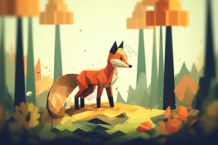 树林中的野生狐狸图片
