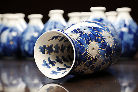 古董花瓶蓝白古董瓷花瓶背景