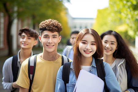 微笑的大学生合影背景图片