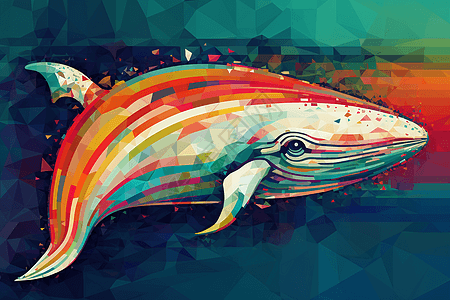 彩色抽象的白鲸图片