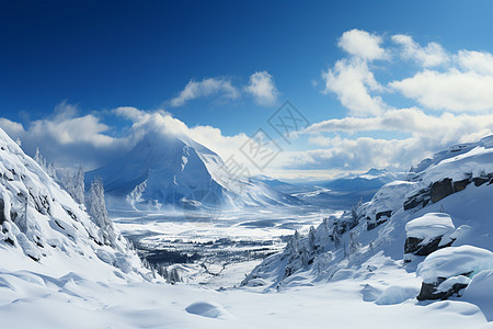 冬季的雪山背景图片