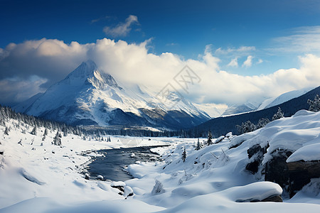 冰雪覆盖的山峰图片