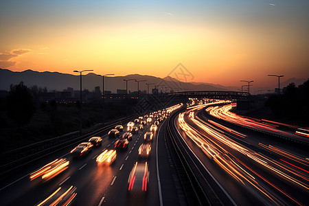 夜幕下的公路图片