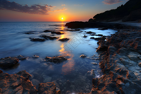 海边景色海边日落背景