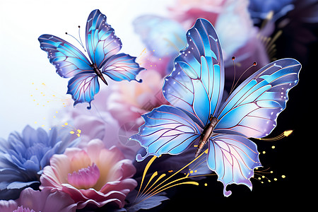 蝴蝶舞动的花海图片