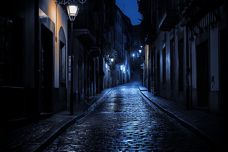 俯视街道神秘的黑暗之巷背景