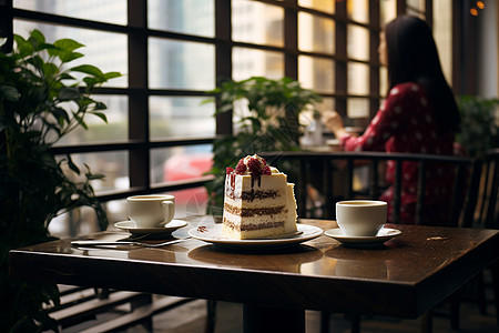 蛋糕diy咖啡厅的下午茶背景