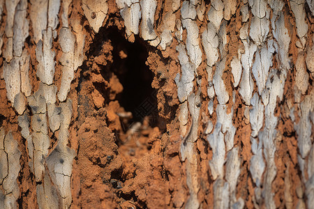 复古白蚁啃咬的树干背景图片
