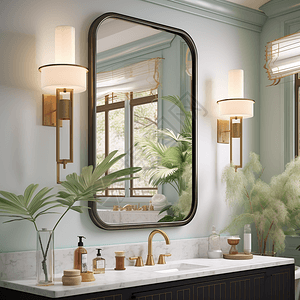 现代奢华的室内家居浴室场景图片