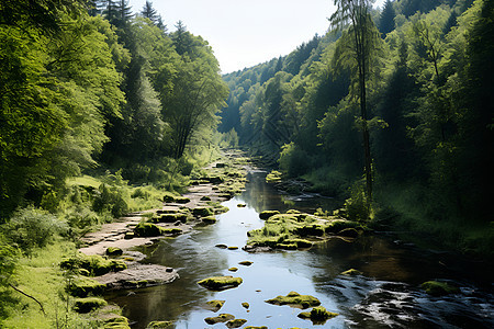 清新自然的夏季森林景观图片
