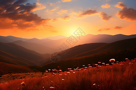 日出夏季山谷的美丽景观图片