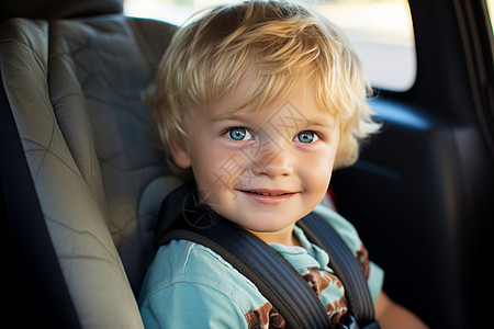 汽车安全座椅里的男孩背景图片