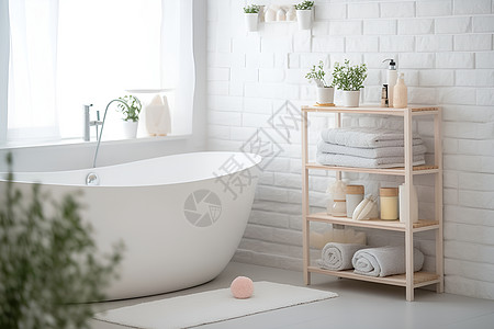 浴缸清新的现代浴室背景