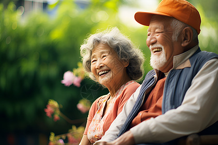 欢声笑语的老年夫妻背景图片