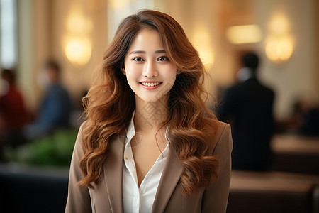 面带微笑的亚洲商务女性图片