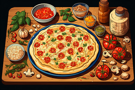 新鲜制作的意大利披萨图片