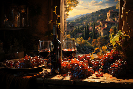 庄园酿造的葡萄酒图片