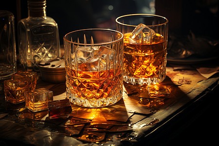 冰镇的威士忌背景图片
