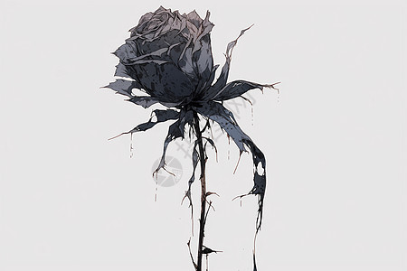 枯萎掉落的玫瑰花朵插画