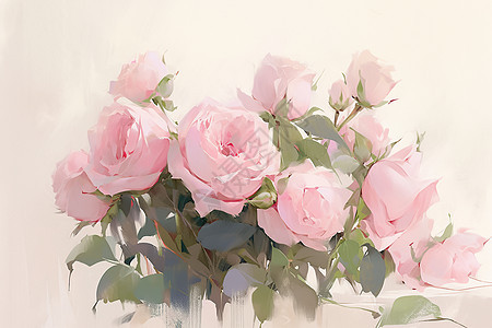 精美包装的粉色玫瑰束图片