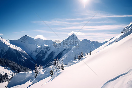 冰雪满山阳光明媚图片