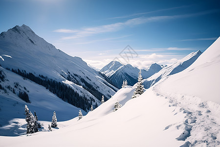 冬季的雪山图片