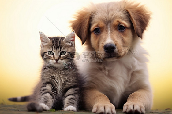 乖巧懂事的宠物猫咪和狗狗图片