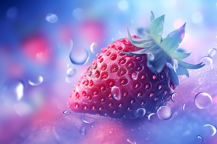 水滴滴在草莓水果图片